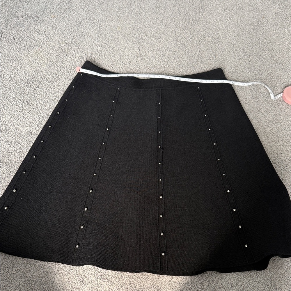 Sandro Black Circle Skirt with Stud Trim
